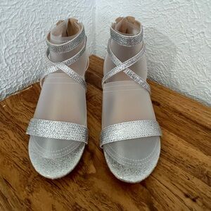 Silver Strappy Girl’s  Sandals with Sparkle